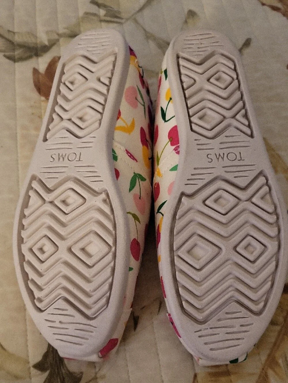 TOMS Cherry Canvas Slip-Ons, NWOT